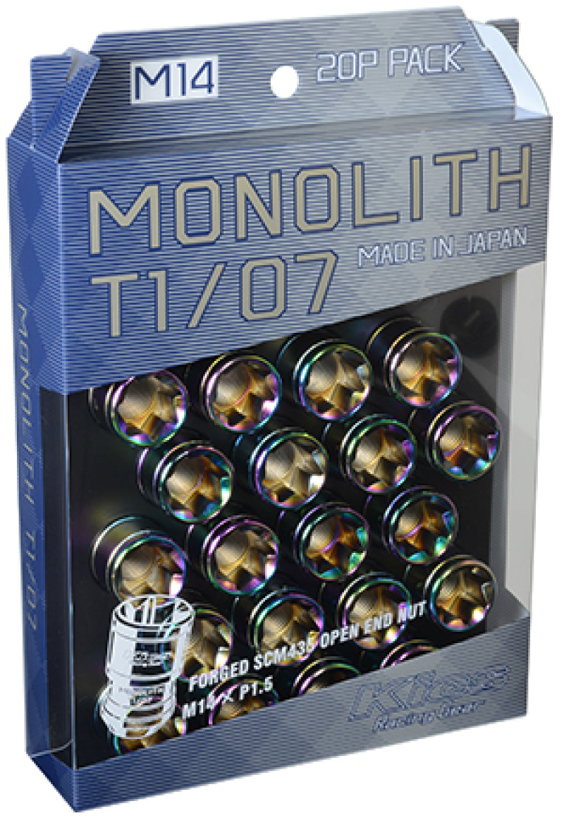 Project Kics 14 x 1.5 Neochrome T1/07 Monolith Lug Nuts - 20 Pcs | J-Spec Garage