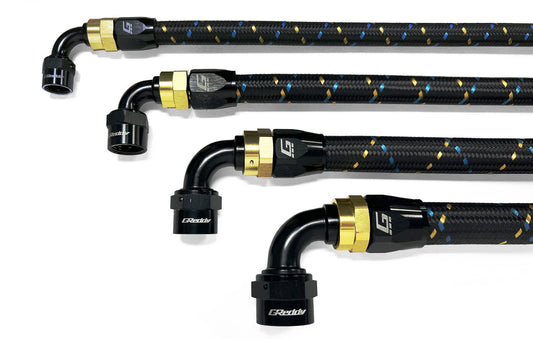 GReddy 9 ft. AN06 Nylon Braided Hose- (Black/Gold/Blue)