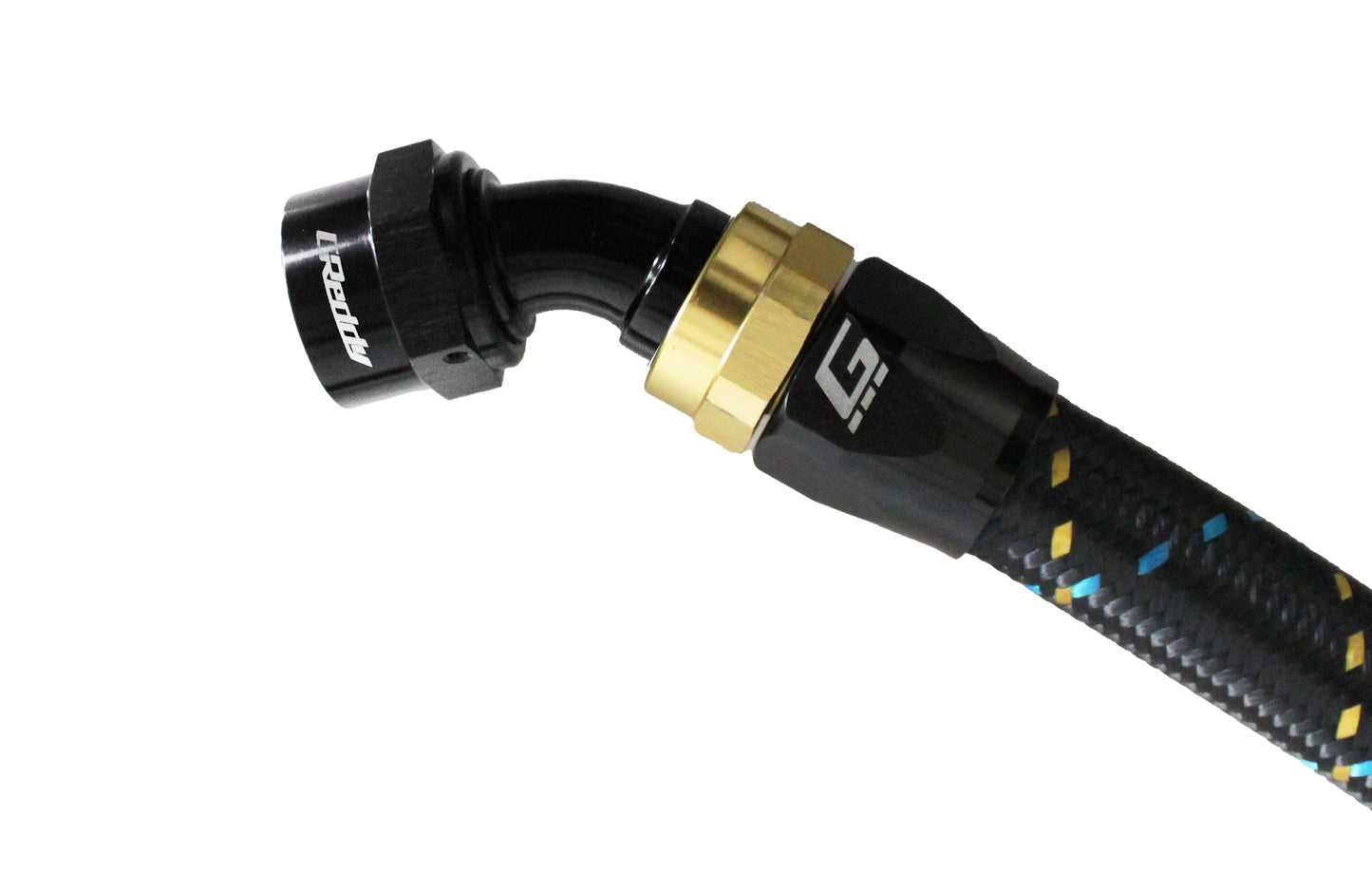 GReddy AN10 Straight Swivel Hose End - Black/Gold Anodized