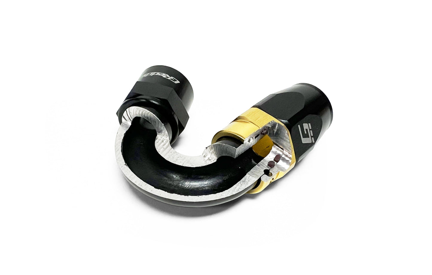 GReddy AN10 90 Degree Swivel Hose End - Black/Gold Anodized