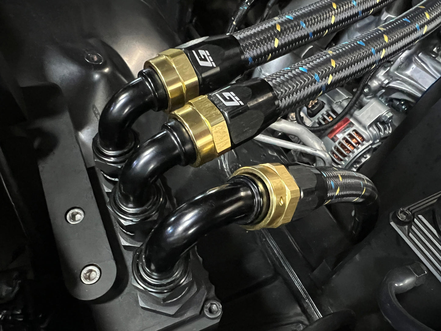 GReddy AN08 Reusable Hose Nylon Braided, Black/Gold/Blue