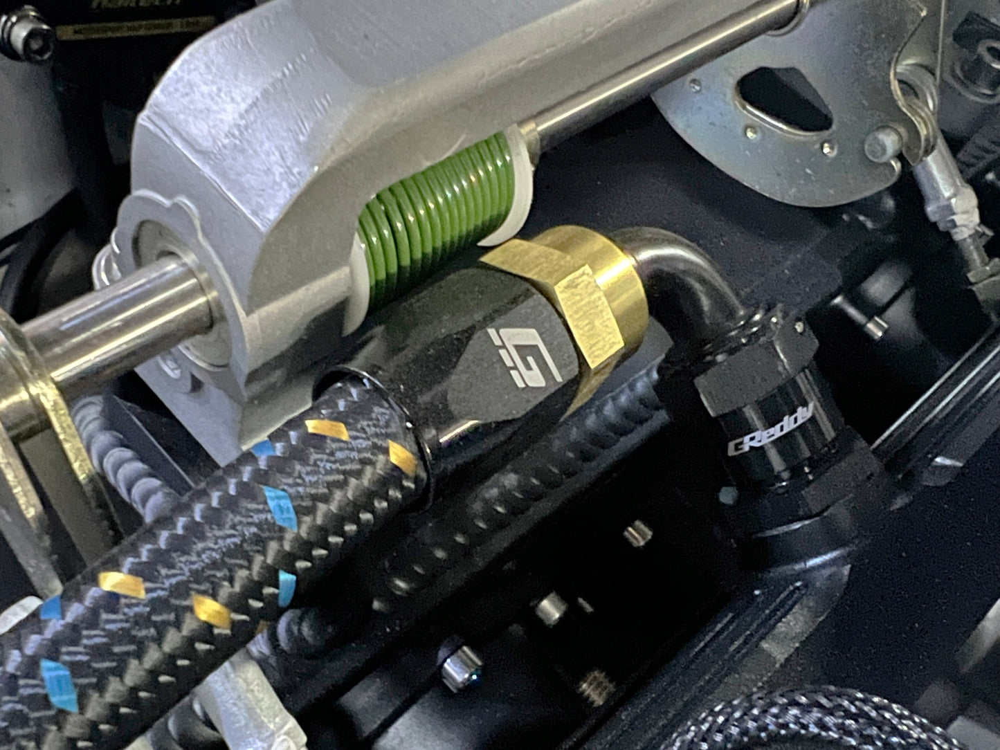 GReddy AN08 Reusable Hose Nylon Braided, Black/Gold/Blue