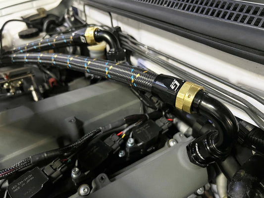 GReddy AN10 Reusable Hose Nylon Braided, Black/Gold/Blue