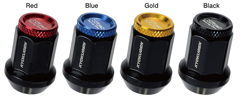 Project Kics Kyokugen Lug Nut Set (20) 12x1.25 Black Aluminum w/Gold Cap | J-Spec Garage