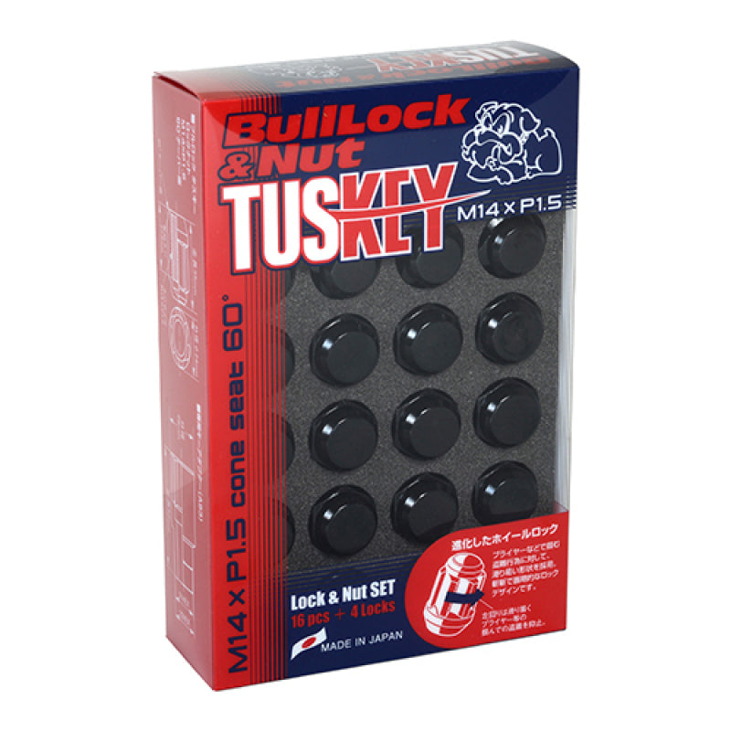 Project Kics 16 LUGS + 4 LOCKS Tuskey Black Bullock And Nut Set - 14X1.50 | J-Spec Garage