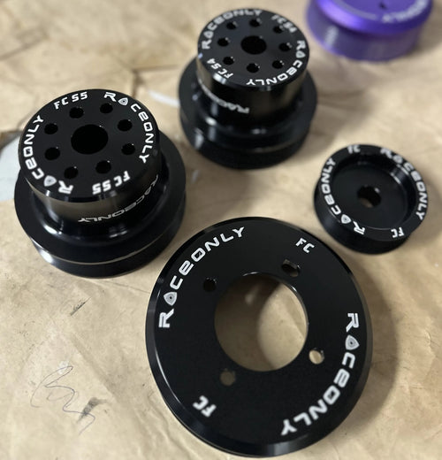RaceOnly FC RX-7 Billet Pulley Kit — 13B rotary exclusive at J-Spec Garage