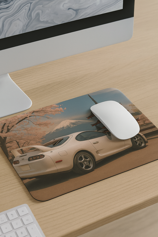 MK4 Supra cherry blossom JDM desk mat with floral drift art style