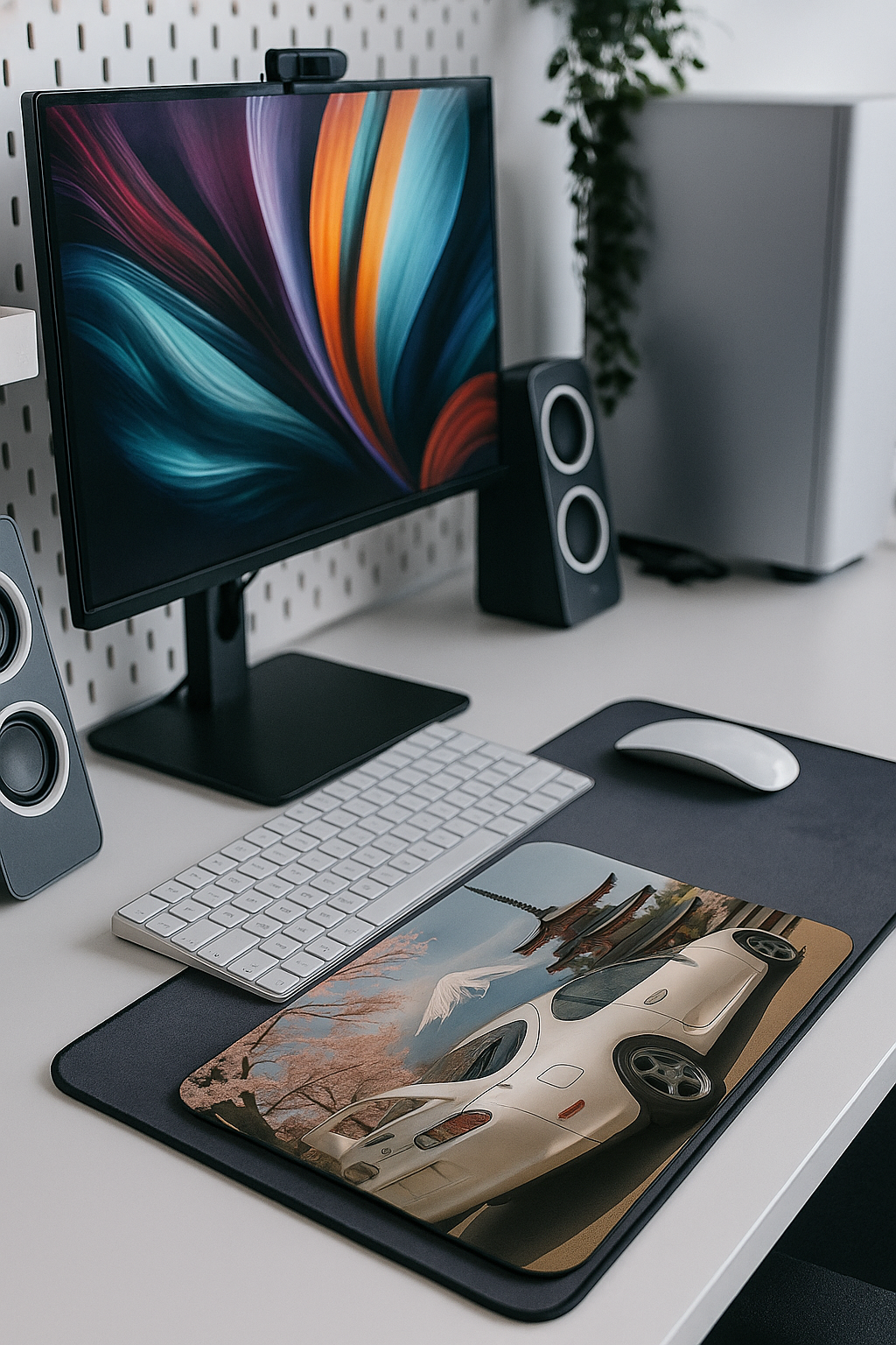 MK4 Supra cherry blossom JDM desk mat with floral drift art style