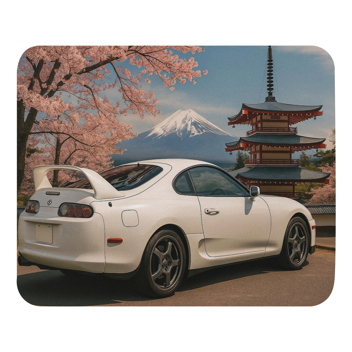 MK4 Supra cherry blossom JDM desk mat with floral drift art style