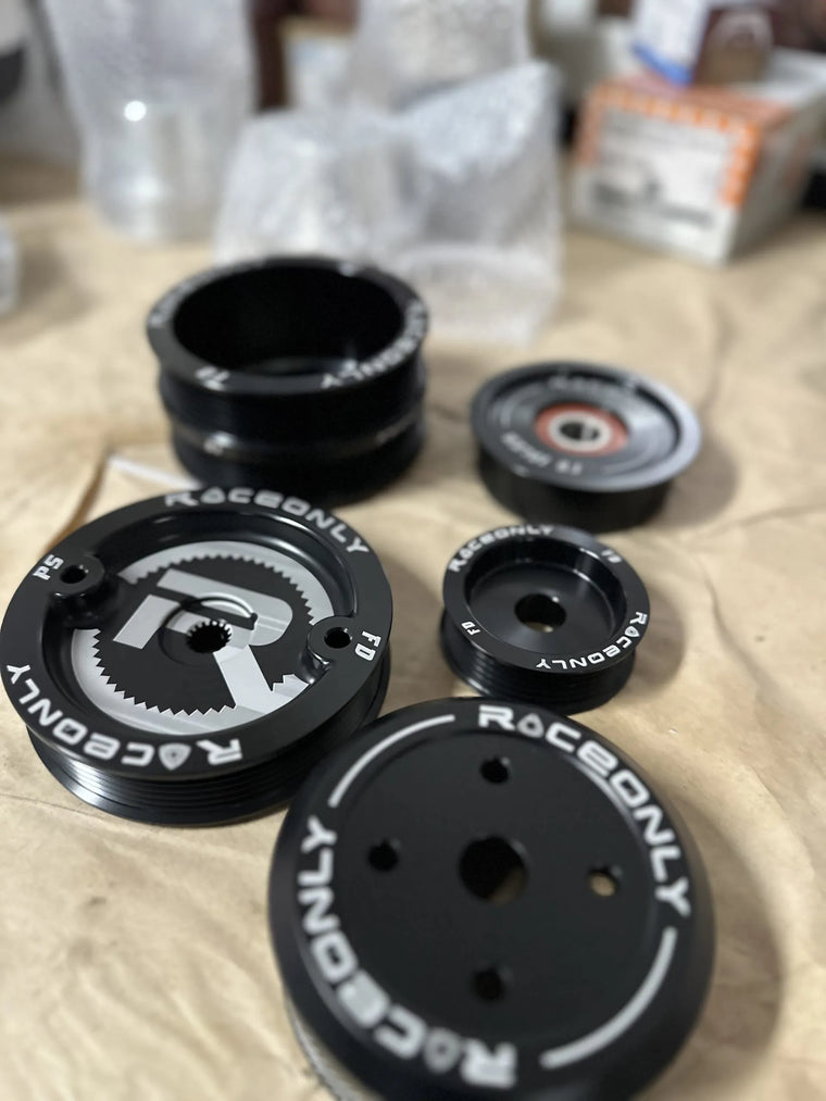 RaceOnly FD RX-7 13B-REW Billet Pulley Kit — J-Spec Garage exclusive US distributor