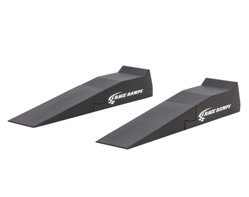 Race Ramps low-profile car ramps in garage setting, showcasing lightweight foam construction ideal for lifting Supra, RX‑7, and GTR without scraping splitters