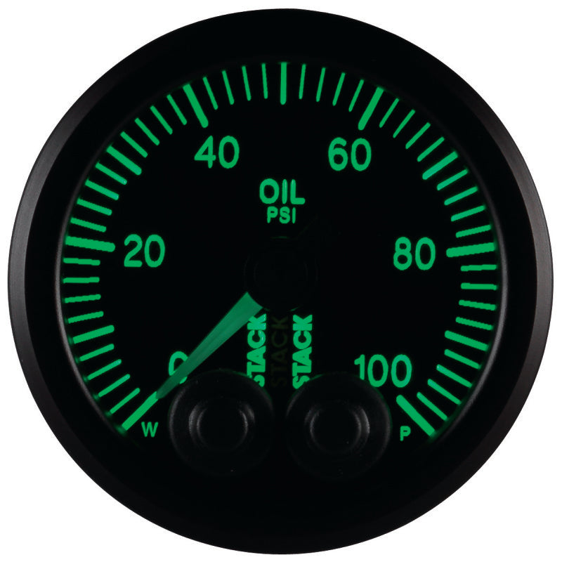 Autometer Stack Instruments Pro Control 52mm 0-100 PSI Oil Pressure Gauge - Black (1/8in NPTF Male) — view 2 | J-Spec Garage