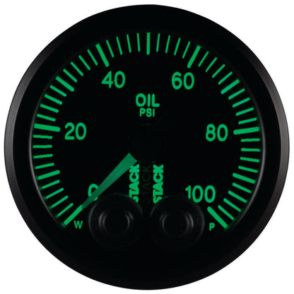 Autometer Stack Instruments Pro Control 52mm 0-100 PSI Oil Pressure Gauge - Black (1/8in NPTF Male) — view 2 | J-Spec Garage