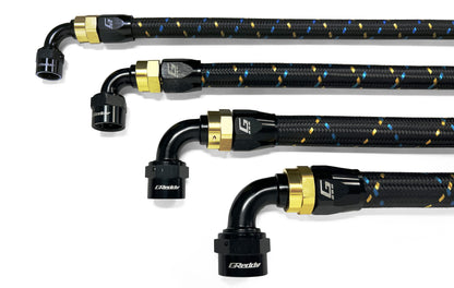 GReddy AN10 90 Degree Swivel Hose End - Black/Gold Anodized