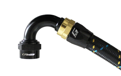 GReddy AN10 90 Degree Swivel Hose End - Black/Gold Anodized