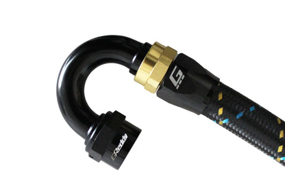 GReddy AN10 90 Degree Swivel Hose End - Black/Gold Anodized