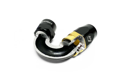 GReddy AN10 90 Degree Swivel Hose End - Black/Gold Anodized