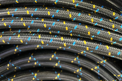GReddy AN08 Reusable Hose Nylon Braided, Black/Gold/Blue