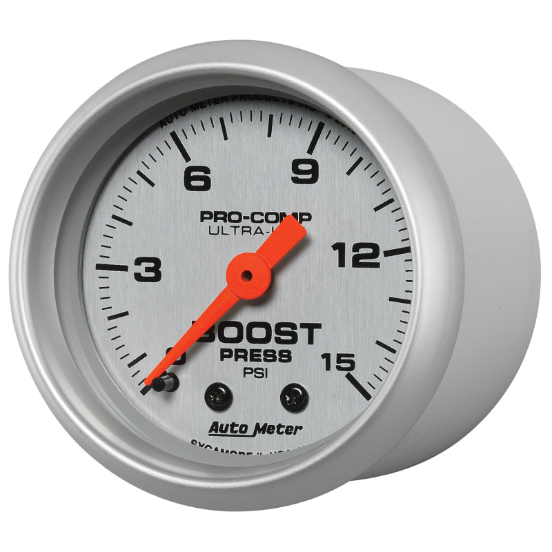 Autometer Ultra-Lite 52mm 0-15 PSI Mechanical Boost Gauge — view 2 | J-Spec Garage