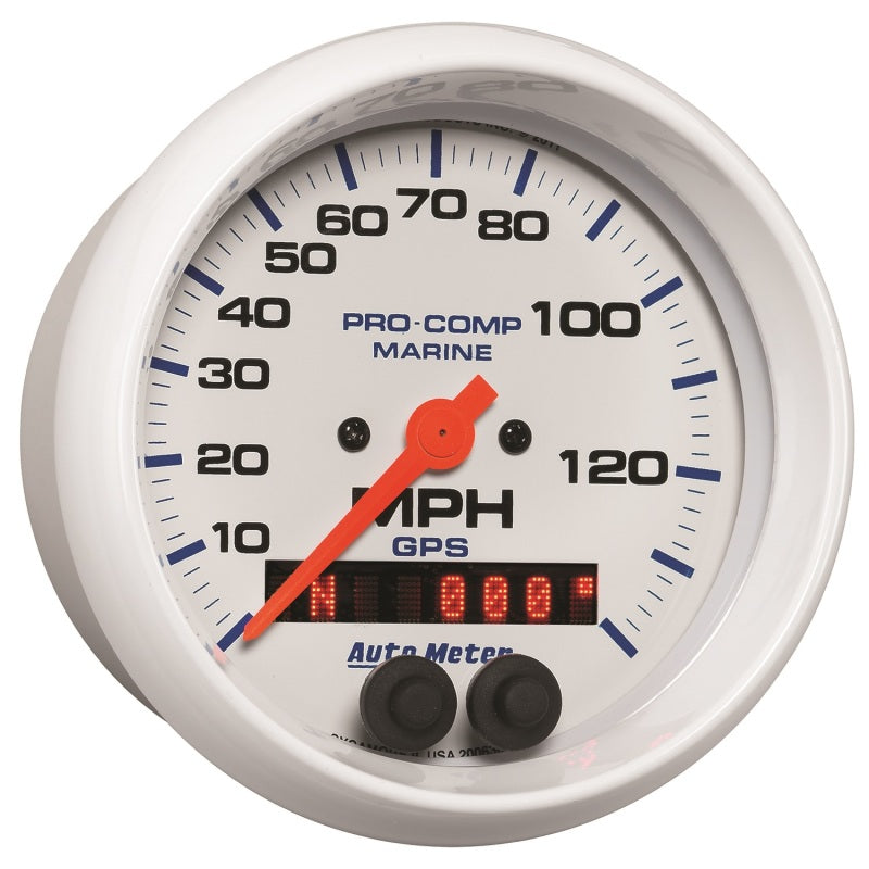 Autometer Gauge GPS Speedometer 3-3/8in 140 MPH Marine White Gauge — view 3 | J-Spec Garage