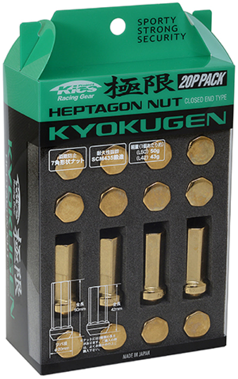 Project Kics 12x1.25 42mm Kyokugen Pack - Gold (20 Pcs) | J-Spec Garage