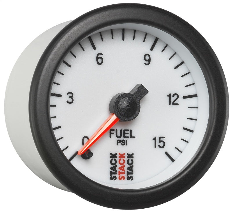 Autometer Stack 52mm 0-15 PSI 1/8in NPTF Male Pro Stepper Motor Fuel Pressure Gauge - White — view 3 | J-Spec Garage