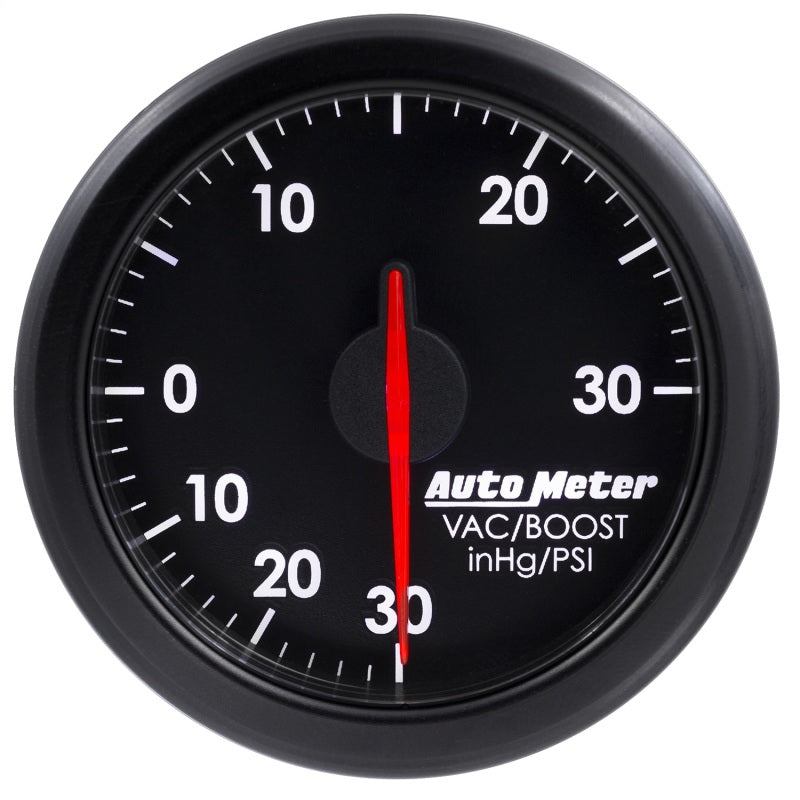 Autometer Airdrive 2-1/6in Boost/Vac Gauge 30in HG/30 PSI - Black — view 2 | J-Spec Garage