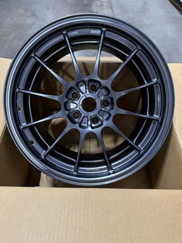 Enkei NT03+M 18x9.5 5x114.3 27mm Offset 72.6mm Bore Gunmetal Wheel | J-Spec Garage