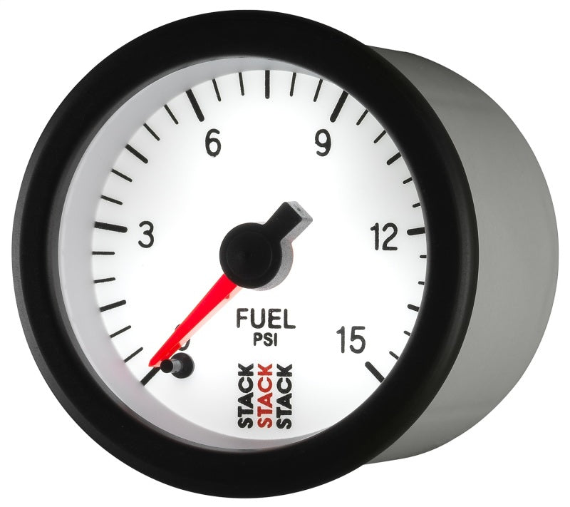 Autometer Stack 52mm 0-15 PSI 1/8in NPTF Male Pro Stepper Motor Fuel Pressure Gauge - White — view 5 | J-Spec Garage