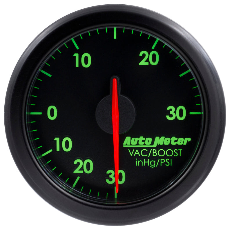 Autometer Airdrive 2-1/6in Boost/Vac Gauge 30in HG/30 PSI - Black — view 3 | J-Spec Garage