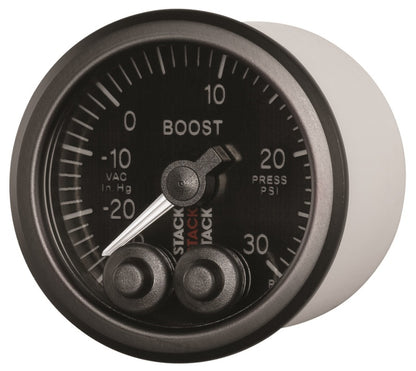 Autometer Stack Instruments 52mm -30INHG To +30PSI Pro Control Boost Pressure Gauge - Black | J-Spec Garage
