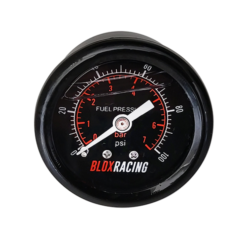 BLOX Racing Liquid-Filled Fuel Pressure Gauge 0-100psi (Black Face) | J-Spec Garage