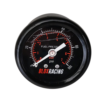 BLOX Racing Liquid-Filled Fuel Pressure Gauge 0-100psi (Black Face) | J-Spec Garage