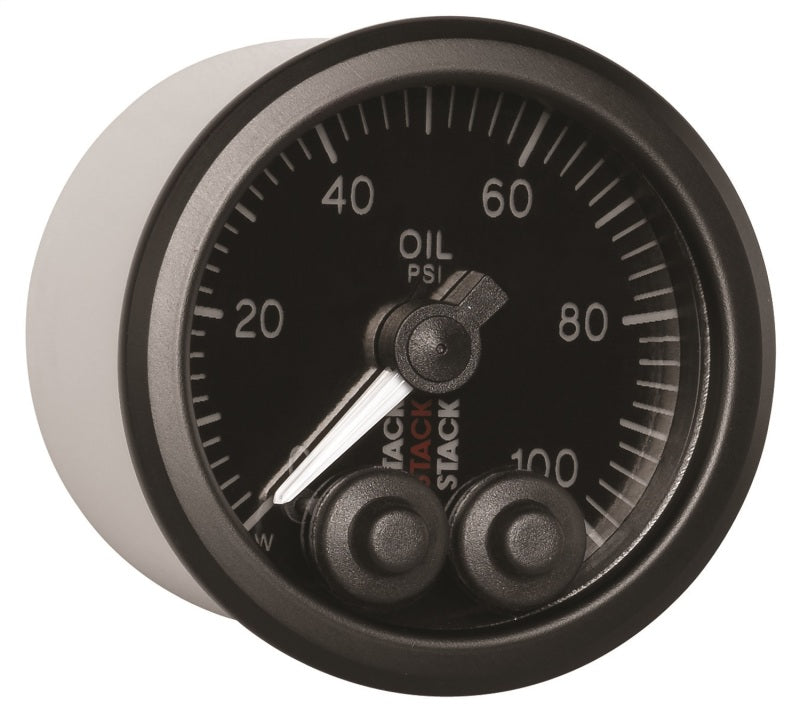 Autometer Stack Instruments Pro Control 52mm 0-100 PSI Oil Pressure Gauge - Black (1/8in NPTF Male) — view 3 | J-Spec Garage
