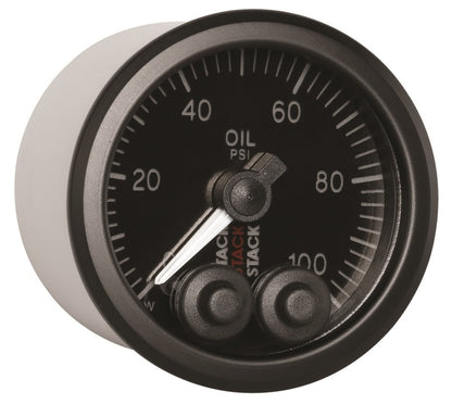 Autometer Stack Instruments Pro Control 52mm 0-100 PSI Oil Pressure Gauge - Black (1/8in NPTF Male) — view 3 | J-Spec Garage