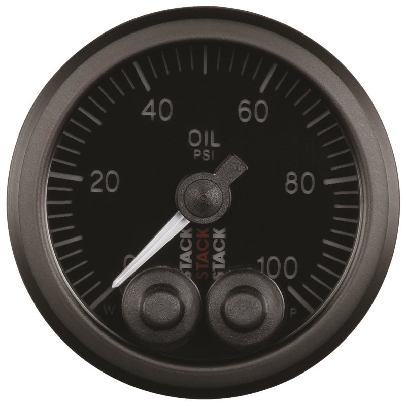 Autometer Stack Instruments Pro Control 52mm 0-100 PSI Oil Pressure Gauge - Black (1/8in NPTF Male) — view 4 | J-Spec Garage