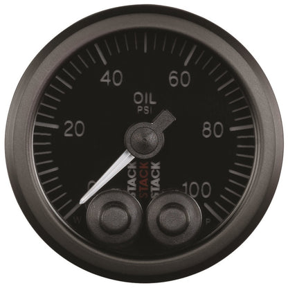 Autometer Stack Instruments Pro Control 52mm 0-100 PSI Oil Pressure Gauge - Black (1/8in NPTF Male) — view 4 | J-Spec Garage