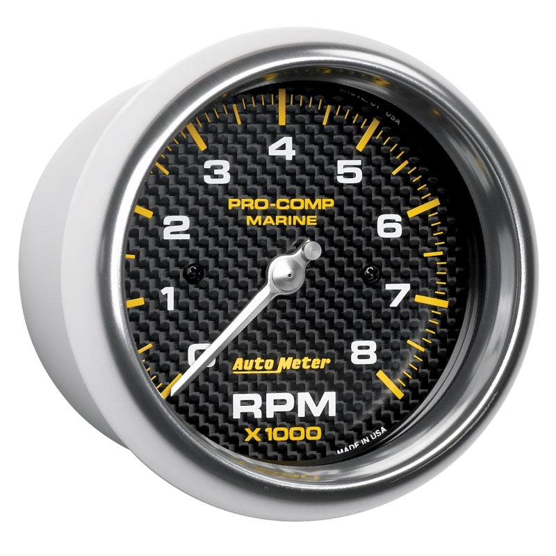 Autometer Marine Carbon Fiber 3-3/8in 8k RPM Tachometer — view 2 | J-Spec Garage