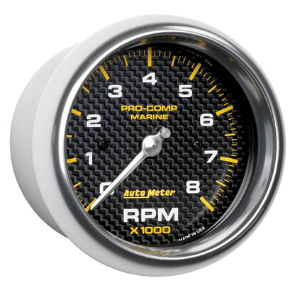 Autometer Marine Carbon Fiber 3-3/8in 8k RPM Tachometer — view 2 | J-Spec Garage
