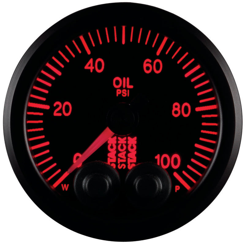 Autometer Stack Instruments Pro Control 52mm 0-100 PSI Oil Pressure Gauge - Black (1/8in NPTF Male) — view 5 | J-Spec Garage