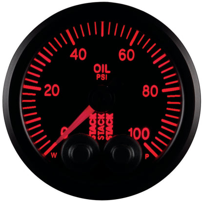 Autometer Stack Instruments Pro Control 52mm 0-100 PSI Oil Pressure Gauge - Black (1/8in NPTF Male) — view 5 | J-Spec Garage