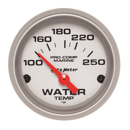 Autometer Water Temp Gauge 2 1/6in 100-200 Degree F Electric Marine Silver | J-Spec Garage