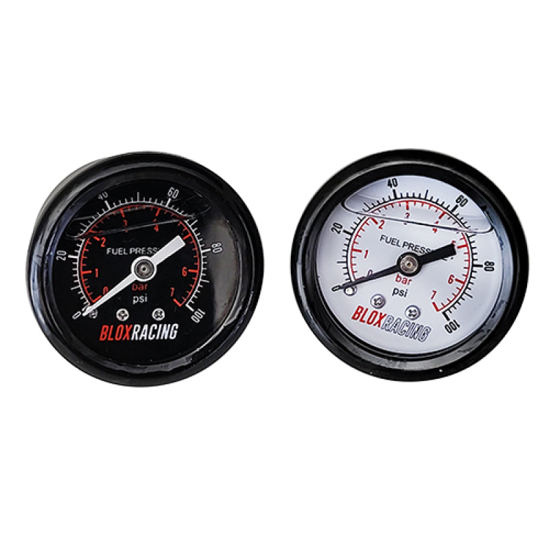 BLOX Racing Liquid-Filled Fuel Pressure Gauge 0-100psi (Black Face) — view 2 | J-Spec Garage
