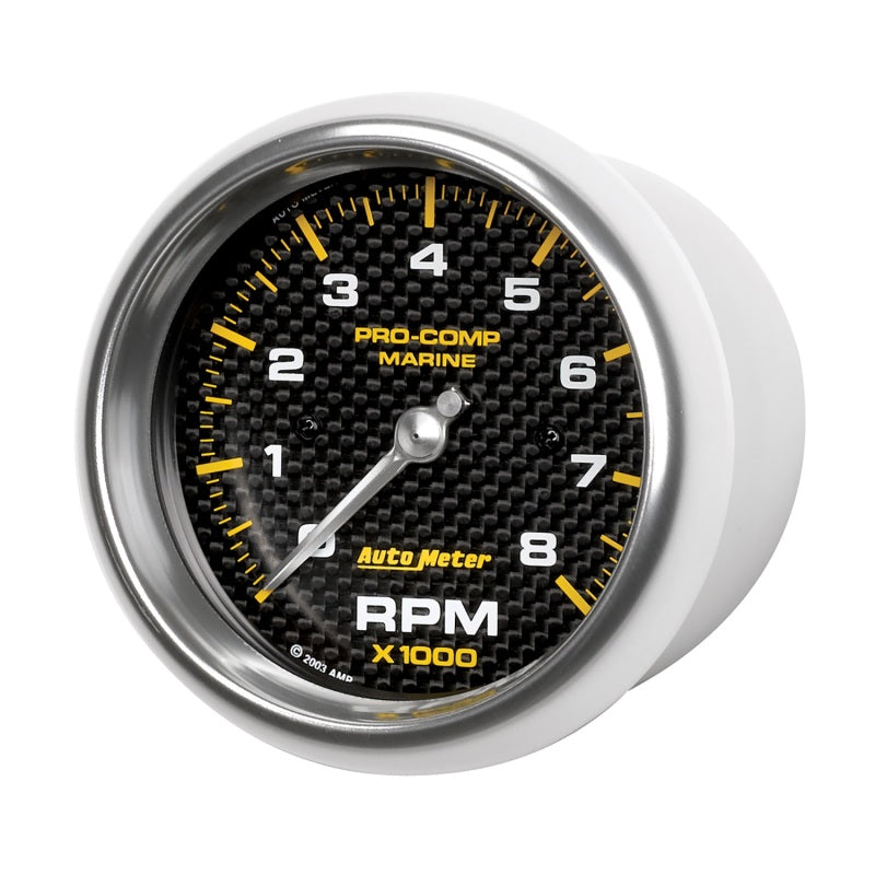 Autometer Marine Carbon Fiber 3-3/8in 8k RPM Tachometer — view 3 | J-Spec Garage