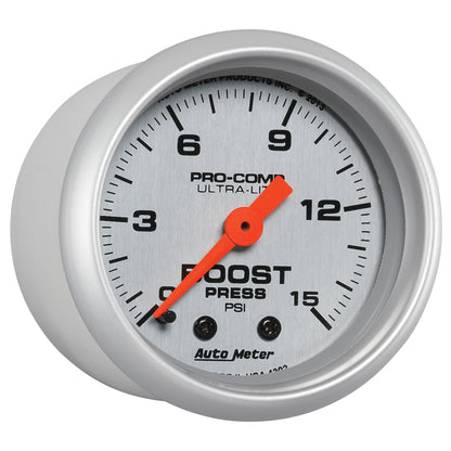 Autometer Ultra-Lite 52mm 0-15 PSI Mechanical Boost Gauge — view 3 | J-Spec Garage