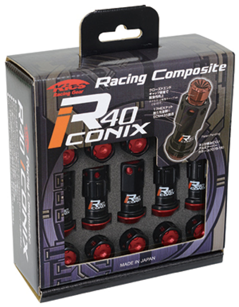 Project Kics 16+4 Locks Black R40 Iconix w/ Plastic Cap (Red) - 14x1.50 | J-Spec Garage