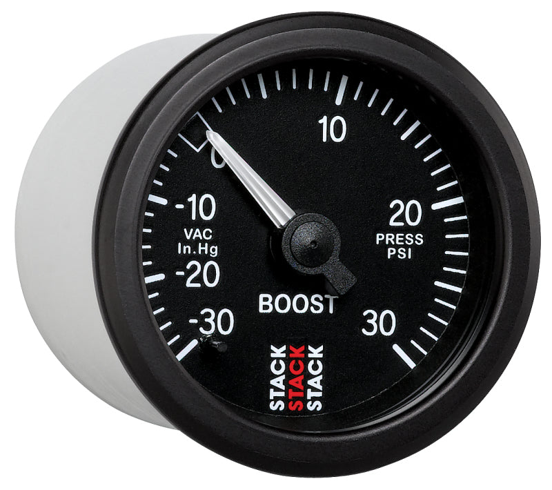 Autometer 52mm Stack Instruments -30INHG to +30PSI Mechanical Boost Gauge - Black — view 5 | J-Spec Garage