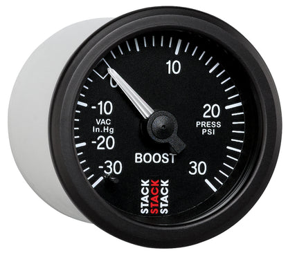 Autometer 52mm Stack Instruments -30INHG to +30PSI Mechanical Boost Gauge - Black — view 5 | J-Spec Garage