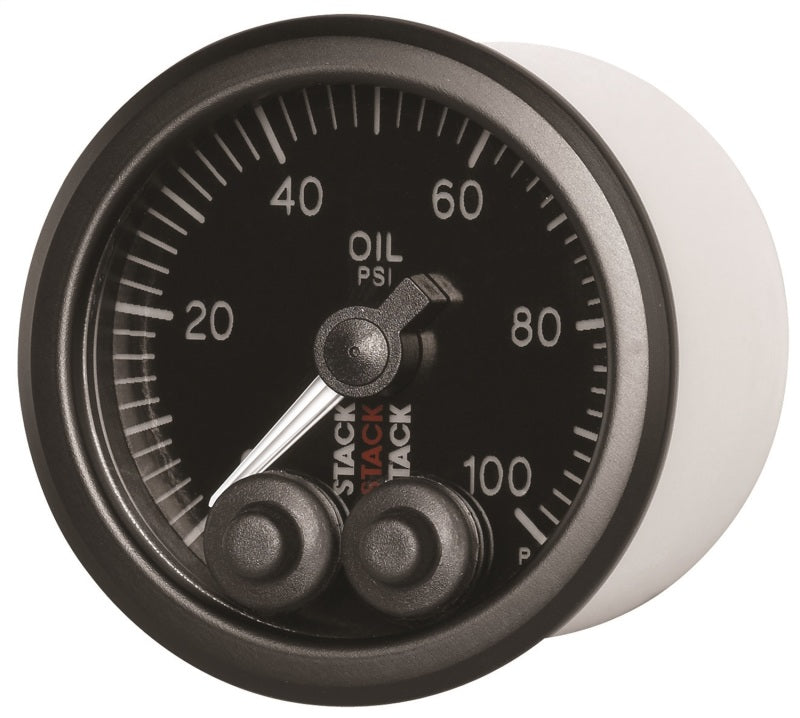 Autometer Stack Instruments Pro Control 52mm 0-100 PSI Oil Pressure Gauge - Black (1/8in NPTF Male) — view 6 | J-Spec Garage