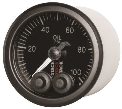 Autometer Stack Instruments Pro Control 52mm 0-100 PSI Oil Pressure Gauge - Black (1/8in NPTF Male) — view 6 | J-Spec Garage